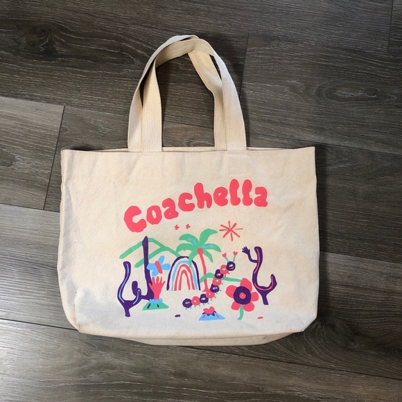 Coachella Canvas Beige Tote Bag 100% Cotton Bayside Heavyweight - Picture 2 of 12